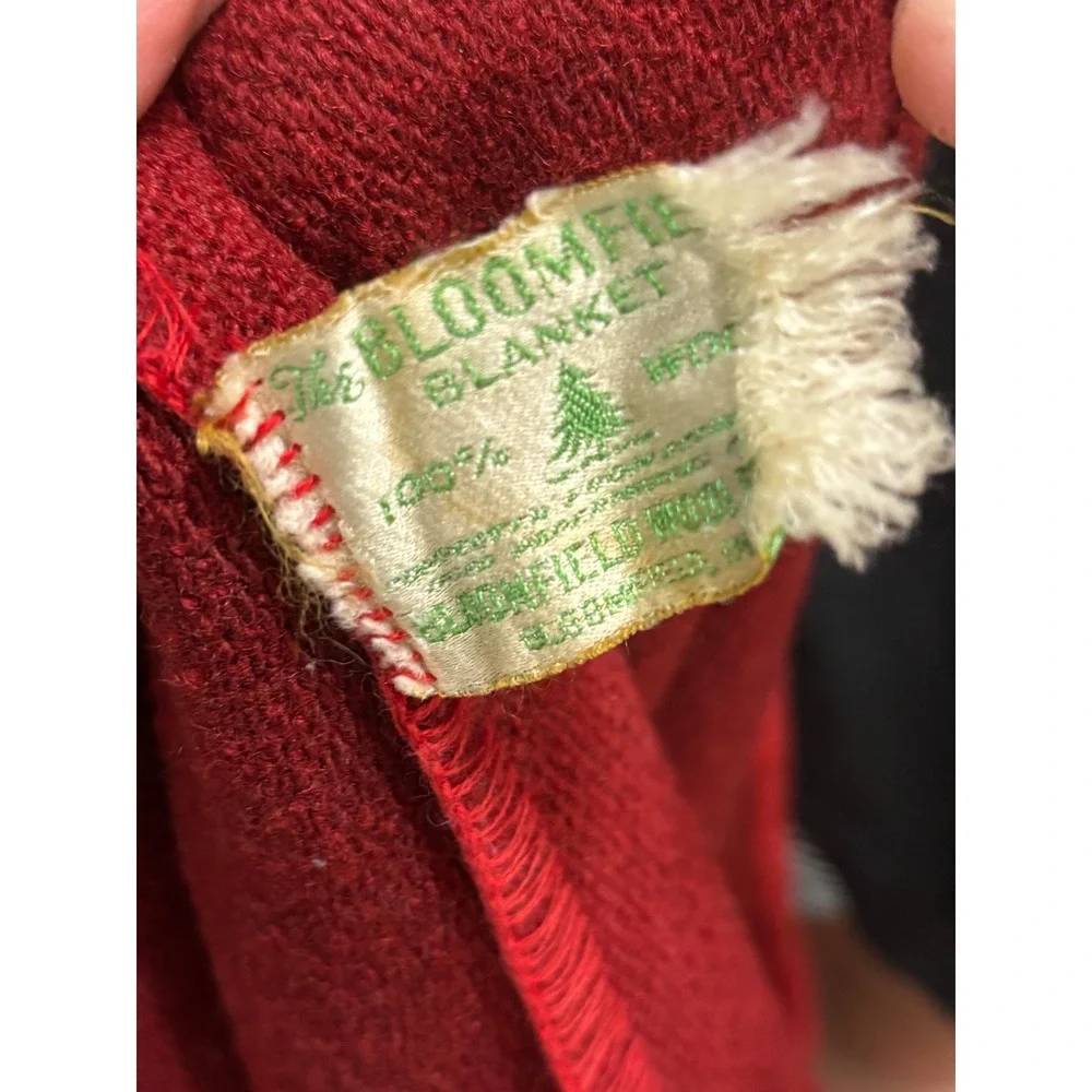 Vintage Bloomfield Woolen Co Red 100% Virgin Wool Blanket Throw 60x78